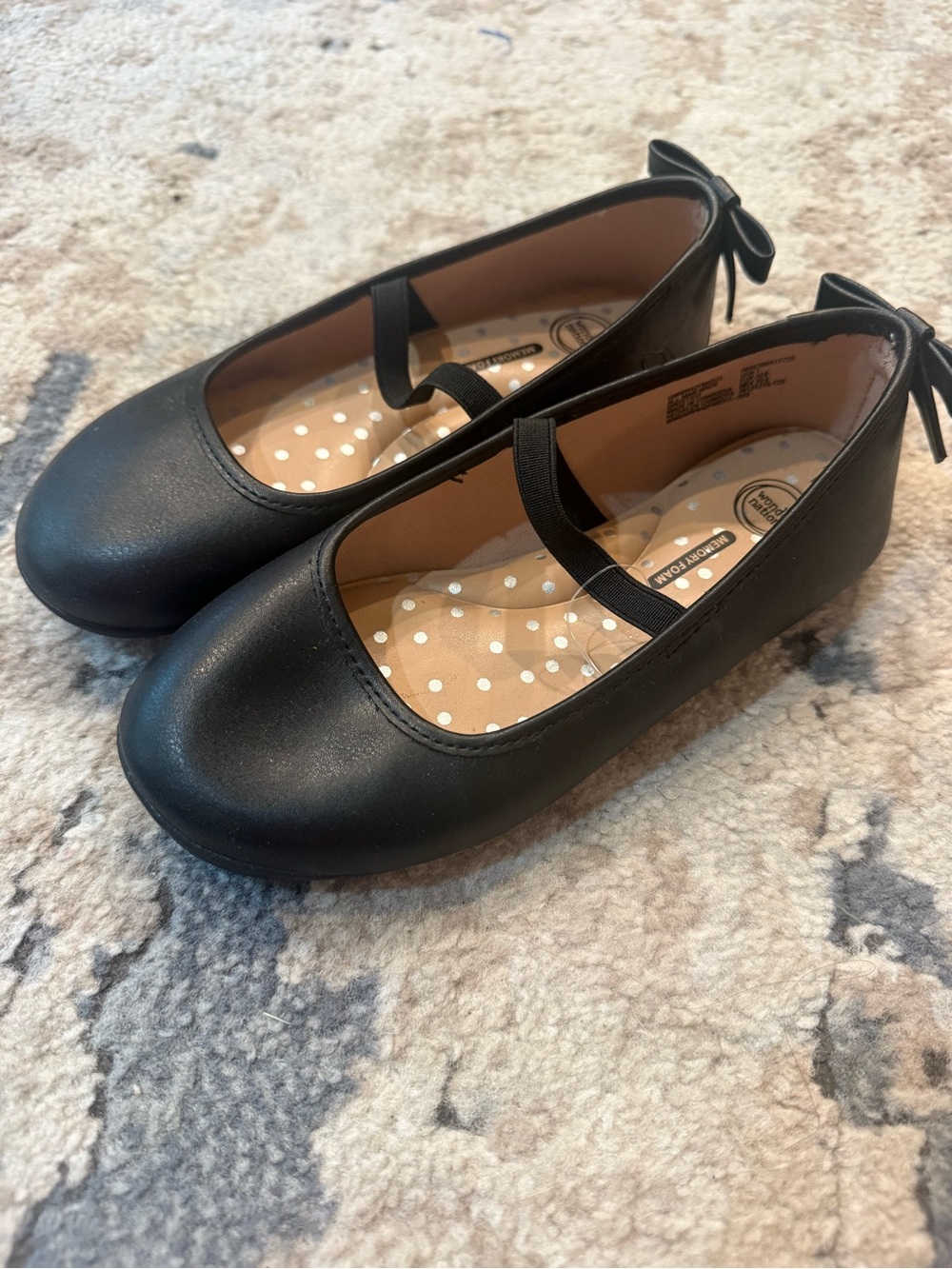 Girls Black Mary Jane Flats with Bow